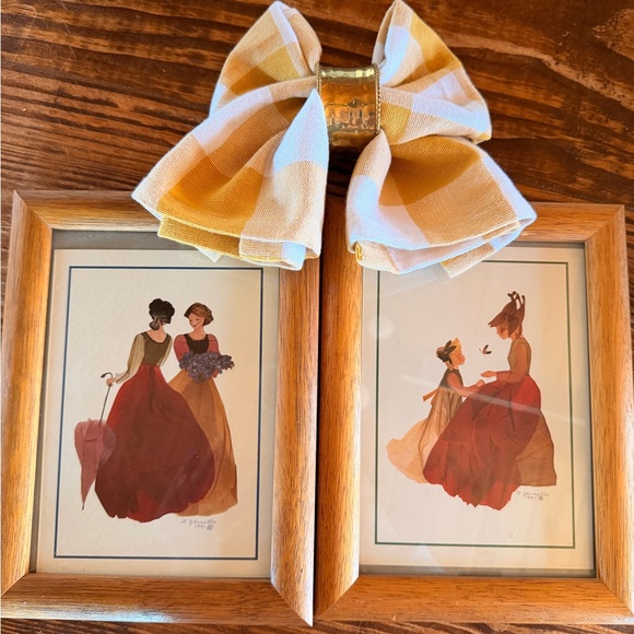 Other - Vintage 1991 Pair of Framed Fashion Prints & frames - bow not included!